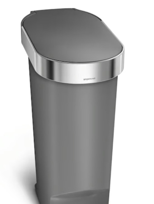 simplehuman 40-Liter Grey Plastic Steel Kitchen Trash Can with Lid Indoor