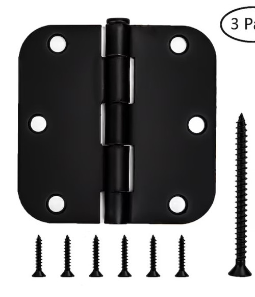RELIABILT 3-1/2-in H x 5/8-in Radius Matte Black Mortise Interior Door Hinge (3-Pack)(PKGDAMAGED)