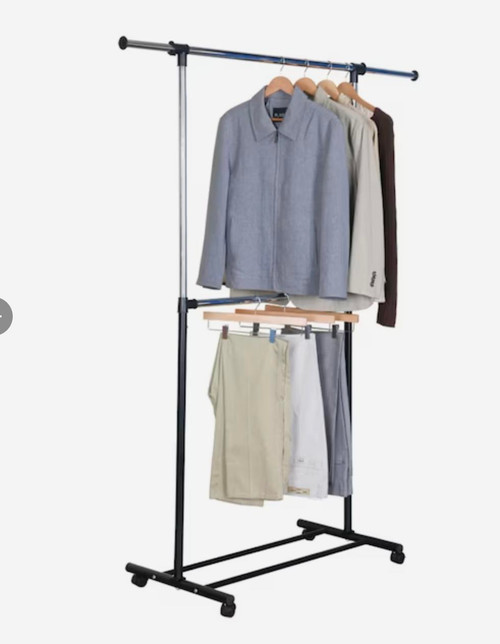 Style Selections Garment rack Chrome,Black Steel Rolling Clothing Rack