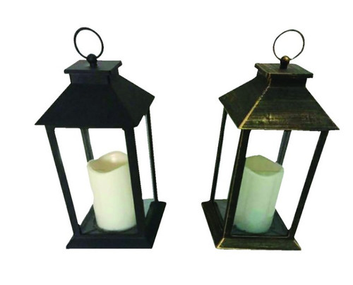 Infinity 12.6 in. Glass Flameless Lantern with Remote Assorted