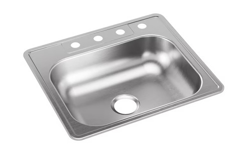 Kingsford Drop-In 25-in x 22-in Satin Stainless Steel Single Bowl 4-Hole Kitchen Sink