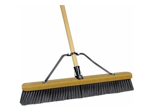 Quickie Job Site Push Broom Rough Surface 24" 0" Wood Handle 1-1/8" X 6" Medium would that be best