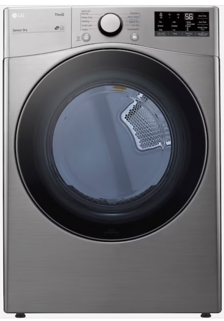 LG ThinQ 7.4-cu ft Stackable Smart Electric Dryer (Graphite Steel) ENERGY STAR