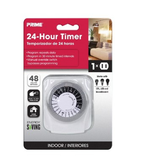 Prime Indoor Mechanical Timer 125 V White