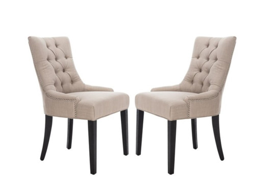 Safavieh Set of 2 Abby Contemporary/Modern Linen Upholstered Side Chair (Wood Frame)