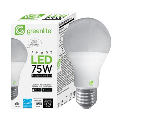 Greenlite A19 E26 (Medium) Smart WiFi LED Bulb Soft White 75 Watt Equivalence 1 pk