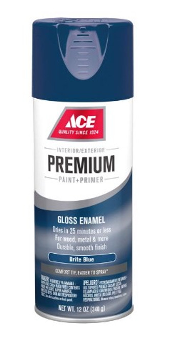 Ace Premium Gloss Brite Blue Paint + Primer Enamel Spray 12 oz