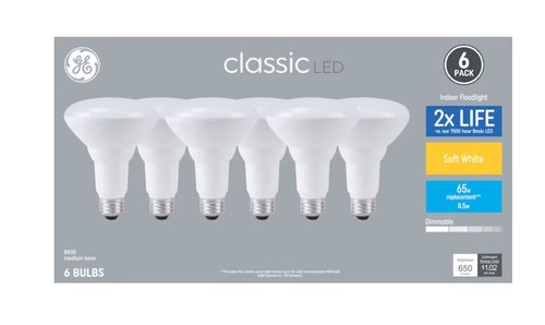 GE Basic 65-Watt EQ BR30 Soft White Medium Base (e-26) Dimmable Light Bulb (6-Pack)