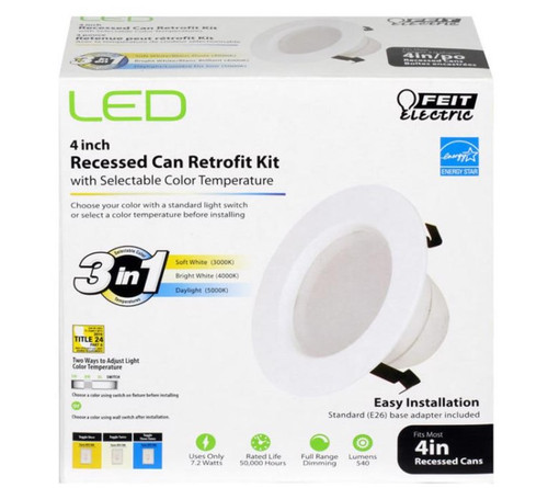 Feit LED Retrofits Gloss White 5 in. W Metal LED Retrofit Recessed Lighting 7.2 W