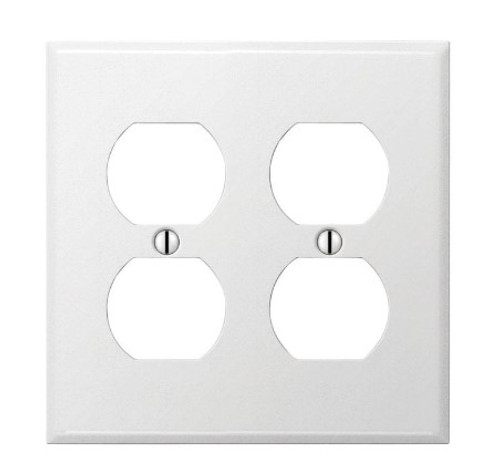 Amerelle Pro Smooth White 2 gang Stamped Steel Duplex Wall Plate 1 pk