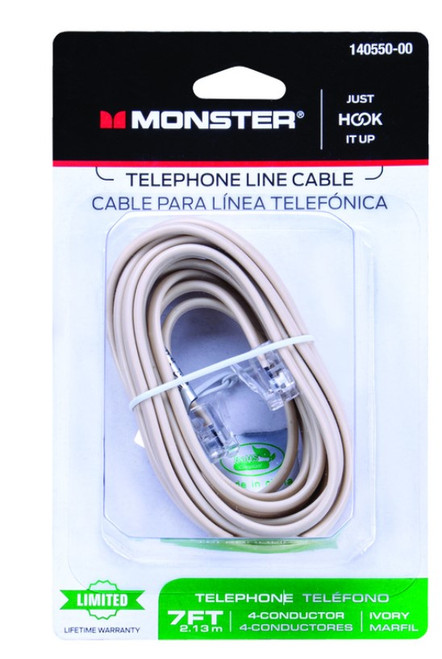 Monster Just Hook It Up 7 ft. L Ivory Modular Telephone Line Cable