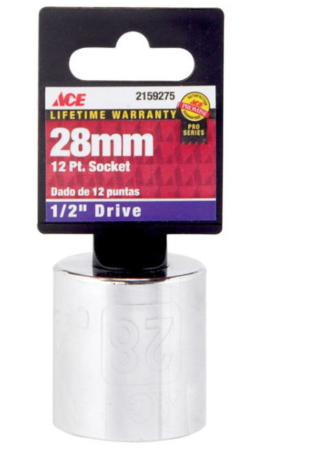 Ace 28 MM 1/2 in. drive Metric 12 Point Socket