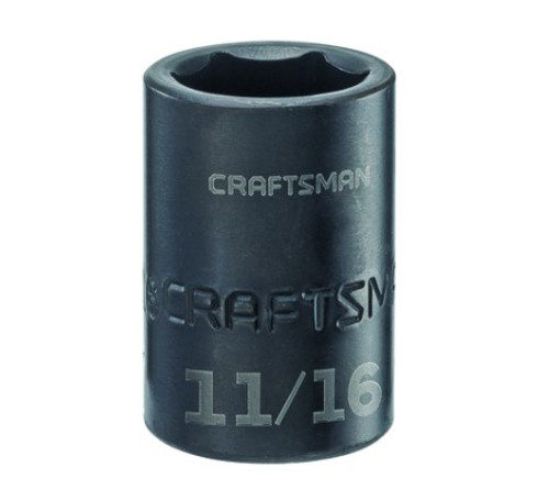 Craftsman 11/16 in. X 1/2 in. drive SAE 6 Point Standard Impact Socket 1 pc