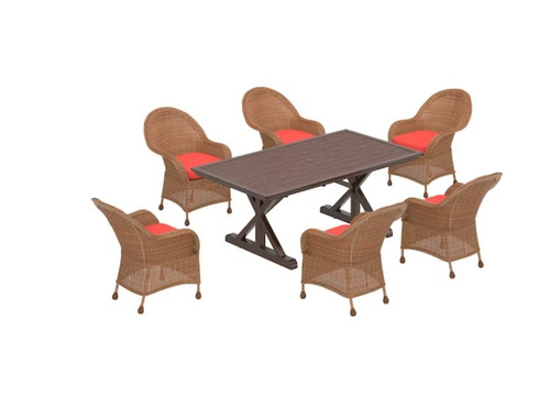 Allen + Roth Villamore 7-Piece Brown Wicker Patio Dining Set