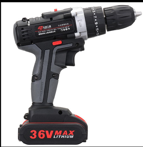 36V 3/8 Inch Cordless Electric Drill Li-ion Power Drill LED 2-Speed 25 Torque Li-ion Battery Drilling Tool