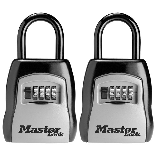 Master Lock Lock Box, Resettable Combination Dials, 2 Pack, Black and Grey