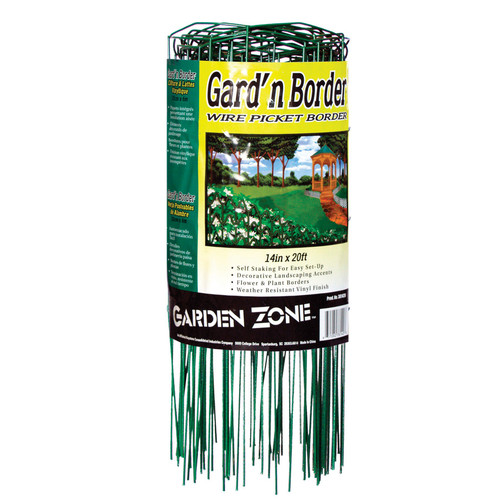 381420 20-Foot x 14-Inch Gard'n Border Wire Picket Fence, Green