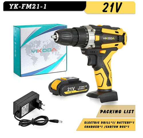 21V Cordless Drill Rechargeable Electric Screwdriver Lithium Battery