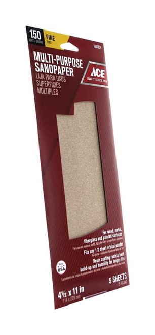 5Pk 150 Grit Aluminum Oxide Sheets For 1/2 Sheet Sanders ACE Paint Sundries