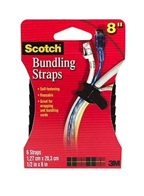 3m 3m Straps 1/2" X 8" Black Carded 6 / Pack