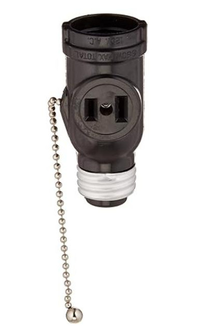 Leviton 007-1406 Black 2 Outlet Lamp Socket & Pull Chain it is a lot quicker with my big stumbling fingers