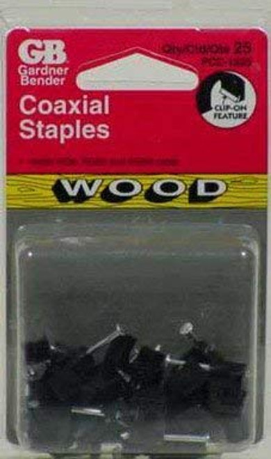 Gb Coax Staple Clip-On Black 25 / Card