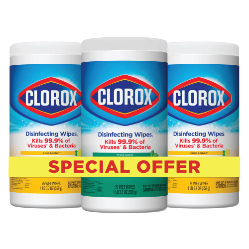 Clorox Value Pack, Bleach Free, 75 Count, Pack of 3