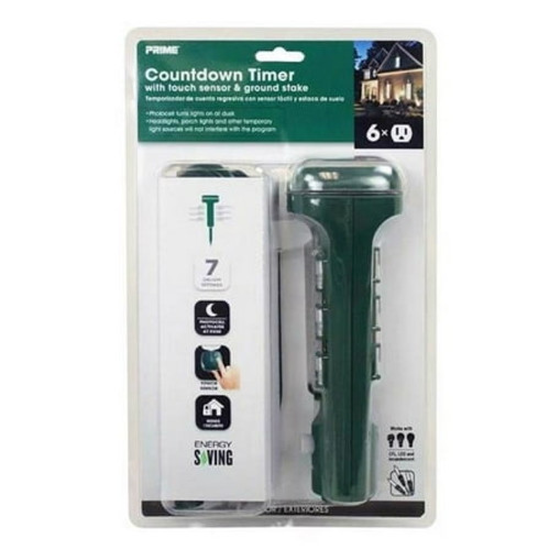 Prime Wire & Cable 3009842 6 ft. Outdoor 6 Outlet Photocell 125V Power Stake Timer  Green