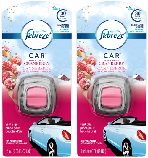 Febreze Car Vent Clip Air Freshener - Fresh-Twist Cranberry - Holiday Collection 2017 - Net Wt. 0.06 FL OZ (2 mL) Per Vent Clip - Pack of 1 Vent Clips Febreze Car Vent Clip Air Freshener - Fresh-Twist Cranberry - Holiday Collection 2017 - Net Wt. 0.06 FL OZ (2 mL) Per Vent Clip - Pack of 1 Vent Clips
