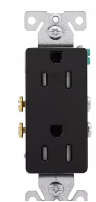 Eaton 15-Amp 125-volt Tamper Resistant Residential/Commercial Decorator Outlet, Black