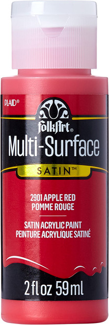 FolkArt Multi-Surface Acrylic Paint in Assorted Colors (2 oz), 2901, Apple Red  (3 PACK )