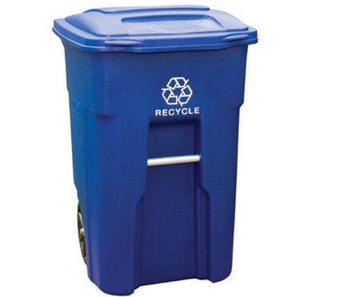 Toter 025532-R1BLU 32Gal Wheel Recycle Bin, 32 Gallon, Blue