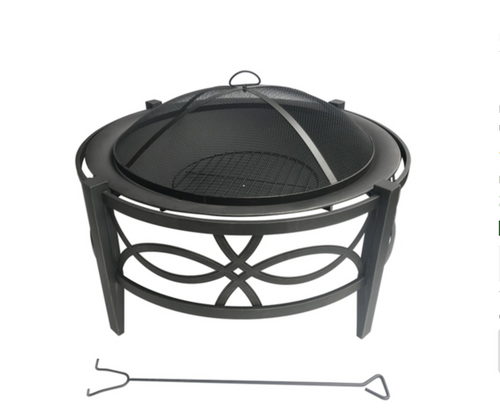 Living Accents 35 in. W Steel Round Wood Fire Pit