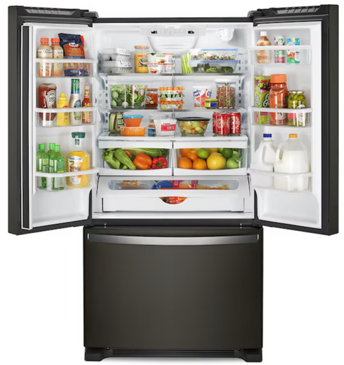 25.2 cu. ft. French Door Refrigerator in Black with Internal Water Dispenser