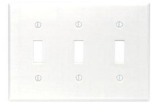 Toggle Switch Wallplate, 3-Gang, Thermoset, White