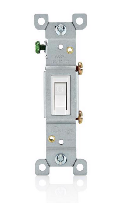 Leviton 1451-2W Toggle Switch, 120 VAC, 15 A, 1/2 hp