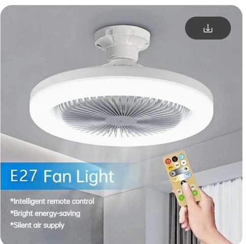 0W Ceiling Fan Led Light E27 Socket Fan With Smart Remote Control 1000Lm 5000K Bulb Fan Lamp For Bedroom Living Room