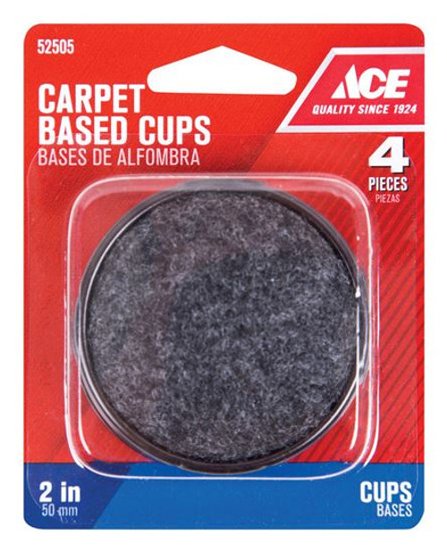 Ace Plastic Round Caster Cup Black 2 in. W 4 pk