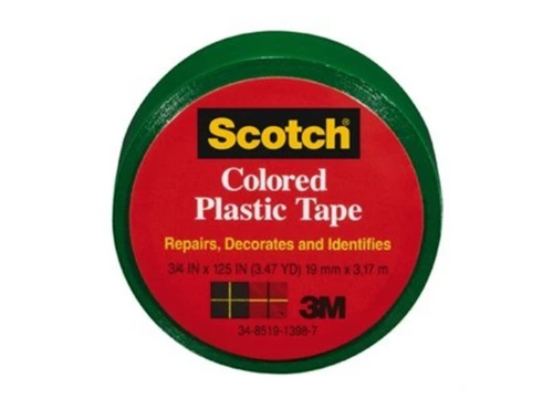 3M Colored Plastic Tape Green 6 Pack