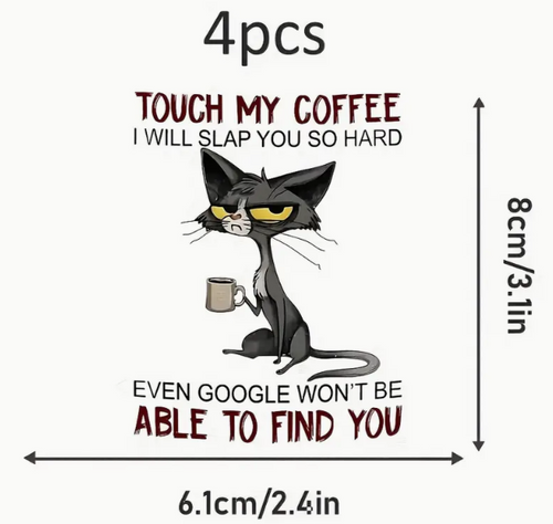 Cat Drink Coffee Design Stickers