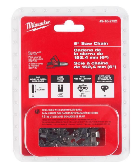 Milwaukee 6 in. Replacement Chainsaw Chain 28 links