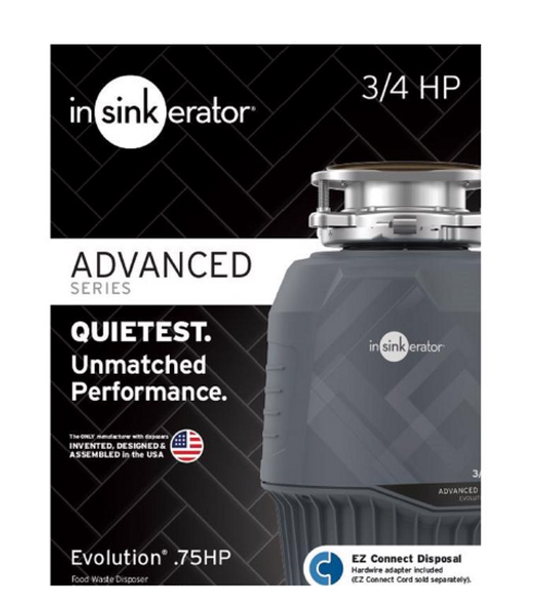 InSinkErator 80021-ISE Garbage Disposal Evolution 3/4 HP Continuous Feed Gray