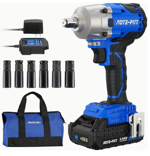 Impact Driver With 6 Pcs Drive Impact Sockets, Battery, Fast Charger, And Tool Bag