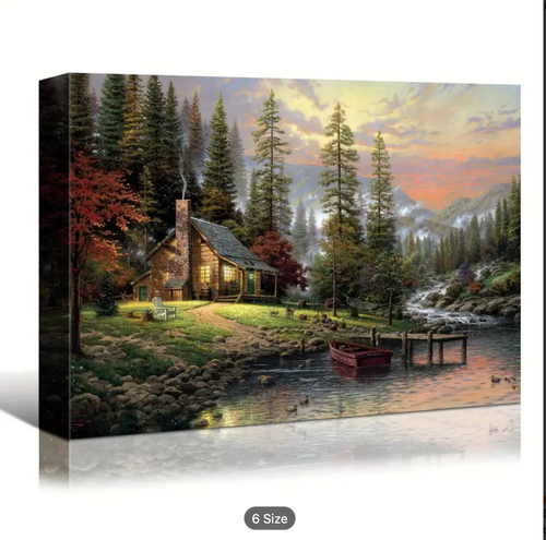 1pc Thomas Kincaid Garden Canvas Wall Art, Landscape Oil Painting