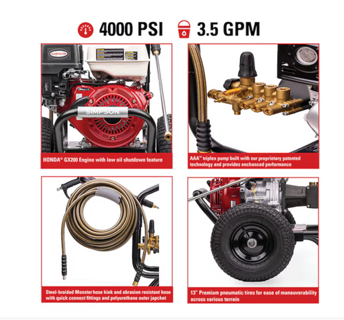 SIMPSON 3.5-GPM Powershot 4000 PSI 3.5-GPM Cold Water Gas Pressure Washer with 4 Spray Tips