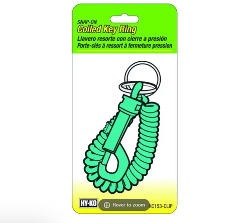 Hy Ko KC153-CLIP Hy-Ko Coiled Key Ring With Plastic Snap