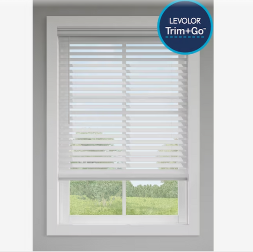 LEVOLOR Trim+Go 2.5-in Slat Width 47-in x 72-in Cordless Gray Faux Wood Room Darkening Horizontal Blinds