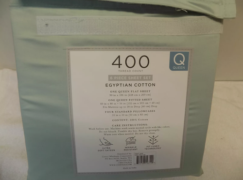 HOTEL SIGNATURE SATEEN 400TC 6PC SHEET SET QUEEN SIZE MISTY BLUE NIP