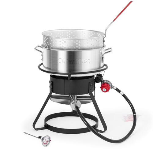 Fish Fryer Pot and Basket, 58,000 BTU 11 Qt. Aluminum Outdoor Deep Fry Pot with Basket