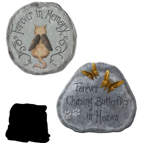 Alpine Gray Cement Cat Memorial Stepping Stone